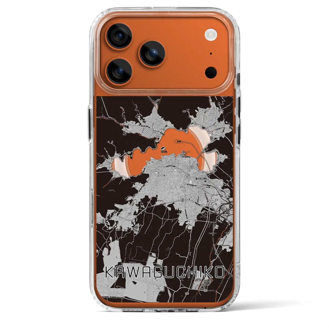 【河口湖(山梨県)】地図柄iPhoneケース(MagSafeタイプ)