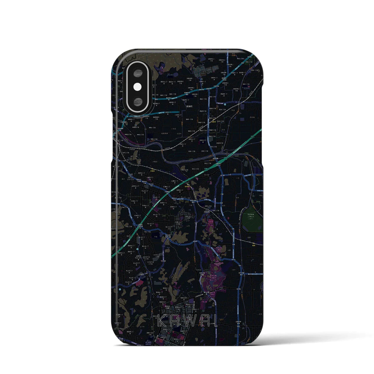 【河合(奈良県)】地図柄iPhoneケース(バックカバータイプ)