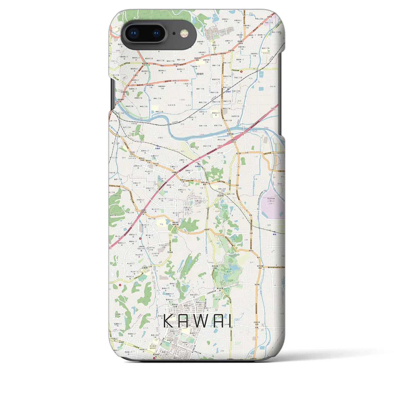 【河合(奈良県)】地図柄iPhoneケース(バックカバータイプ)