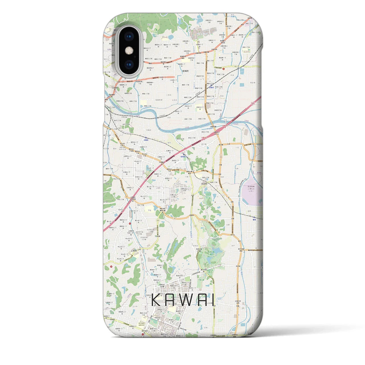 【河合(奈良県)】地図柄iPhoneケース(バックカバータイプ)