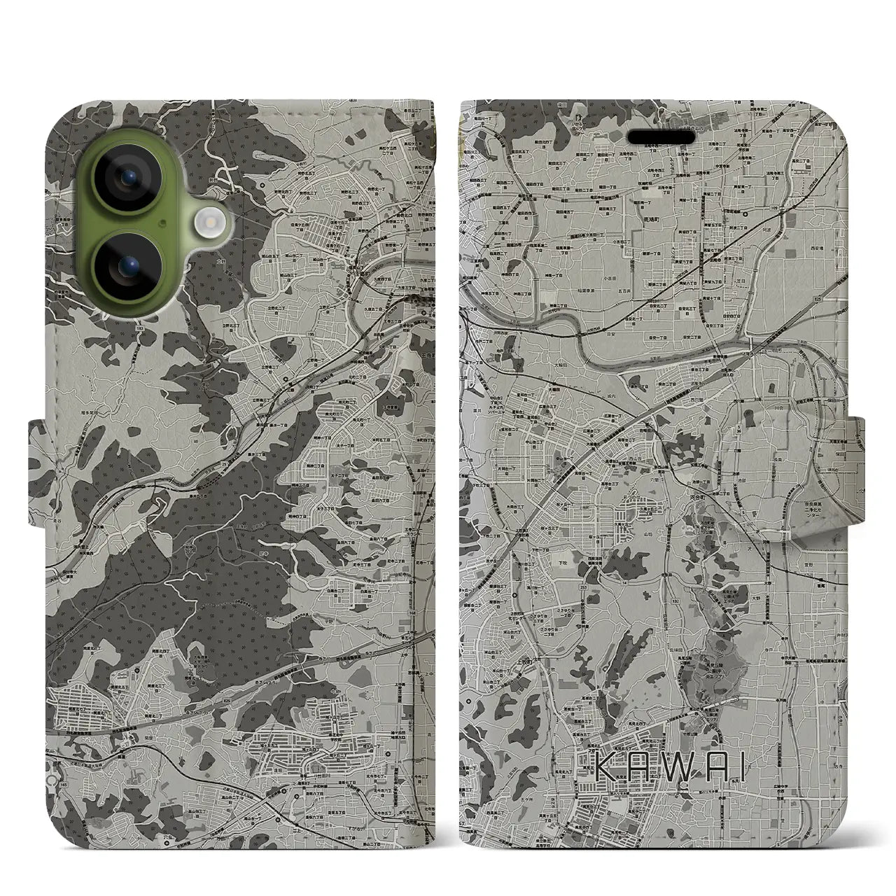 【河合(奈良県)】地図柄iPhoneケース(手帳タイプ)