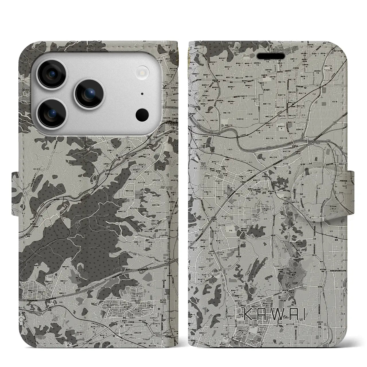 【河合(奈良県)】地図柄iPhoneケース(手帳タイプ)