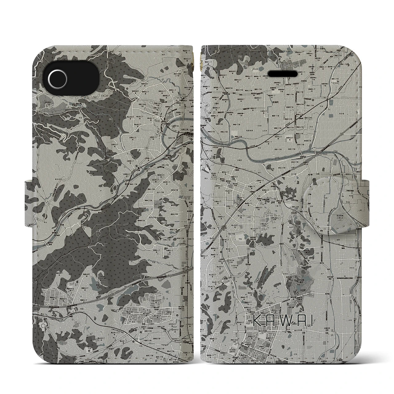 【河合(奈良県)】地図柄iPhoneケース(手帳タイプ)