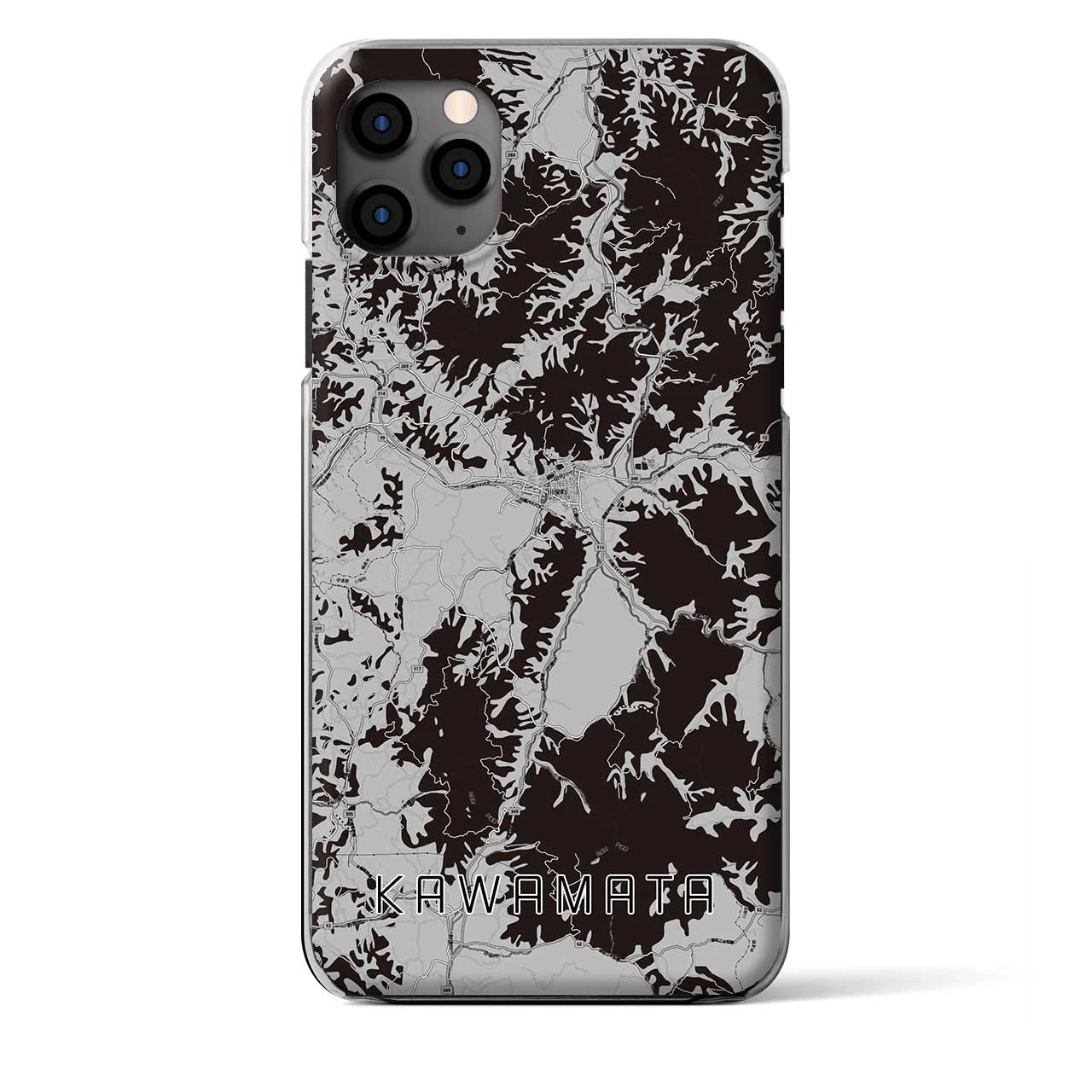 【川俣(福島県)】地図柄iPhoneケース(クリアタイプ)モノトーン・iPhone 11 Pro Max 用