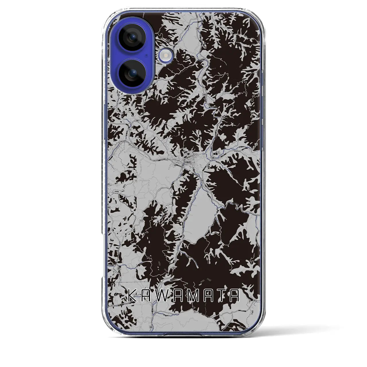 【川俣(福島県)】地図柄iPhoneケース(クリアタイプ)モノトーン・iPhone 16 Pro Max 用