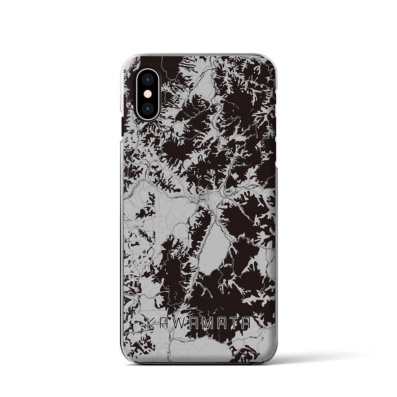 【川俣(福島県)】地図柄iPhoneケース(クリアタイプ)モノトーン・iPhone XS / X 用