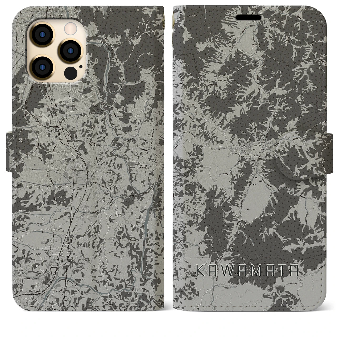 【川俣(福島県)】地図柄iPhoneケース(手帳タイプ)