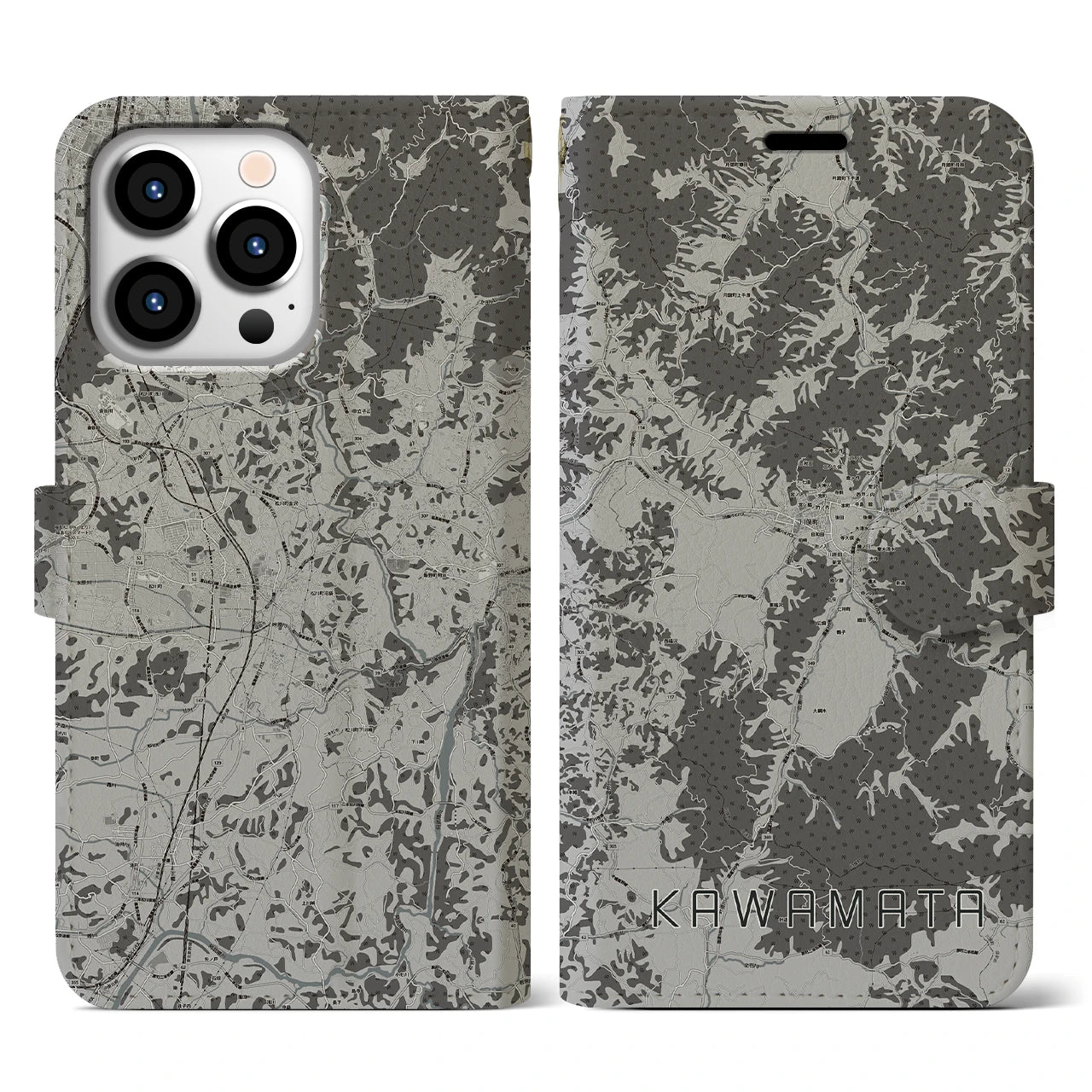 【川俣(福島県)】地図柄iPhoneケース(手帳タイプ)