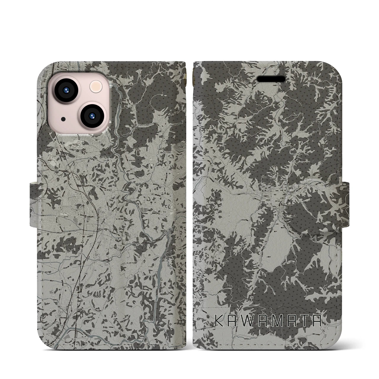 【川俣(福島県)】地図柄iPhoneケース(手帳タイプ)