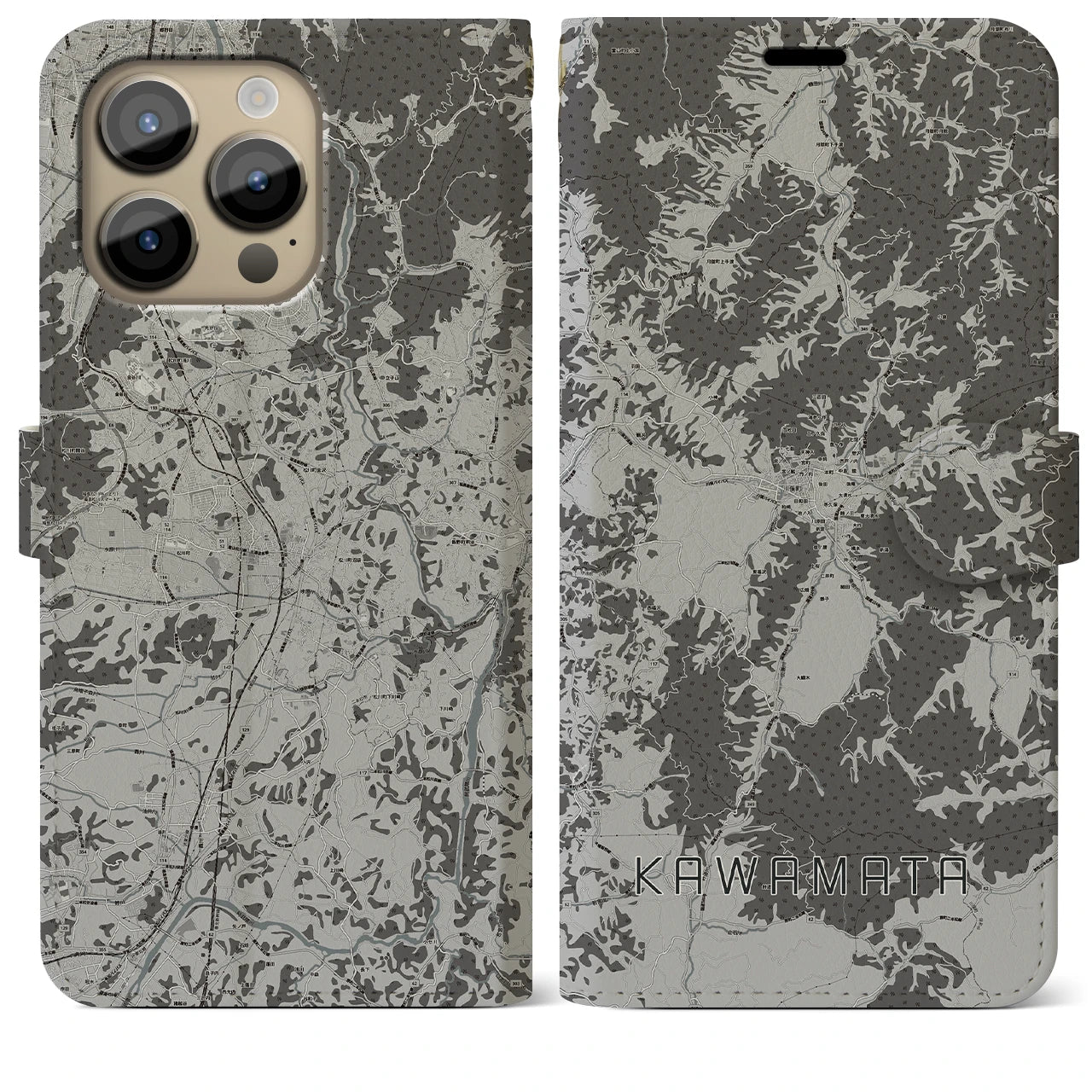 【川俣(福島県)】地図柄iPhoneケース(手帳タイプ)