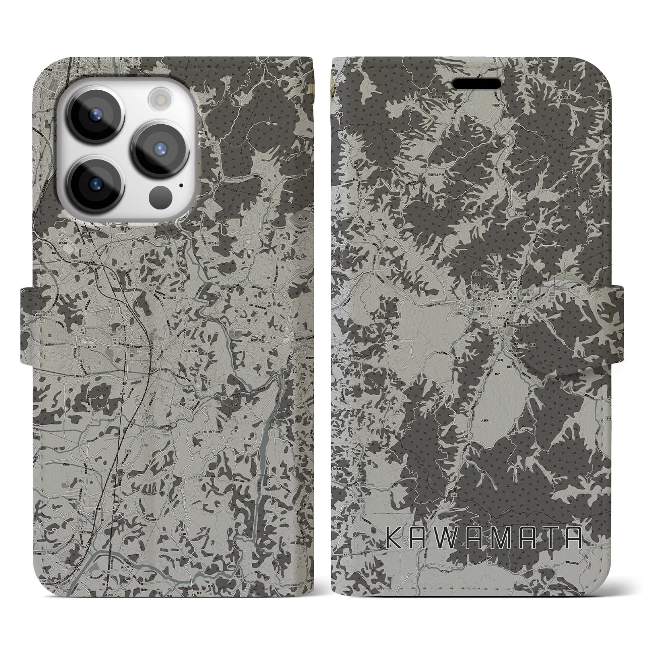 【川俣(福島県)】地図柄iPhoneケース(手帳タイプ)