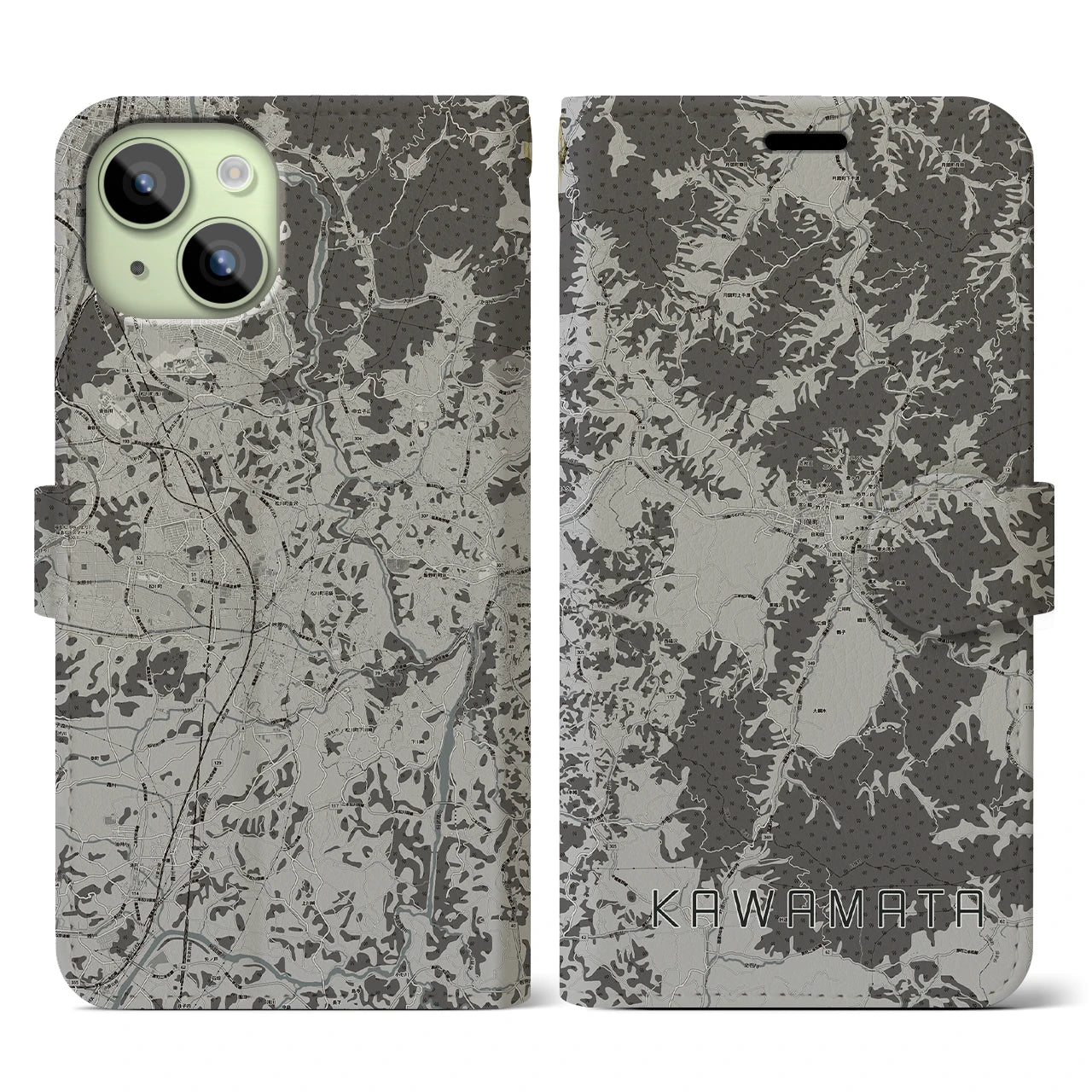 【川俣(福島県)】地図柄iPhoneケース(手帳タイプ)