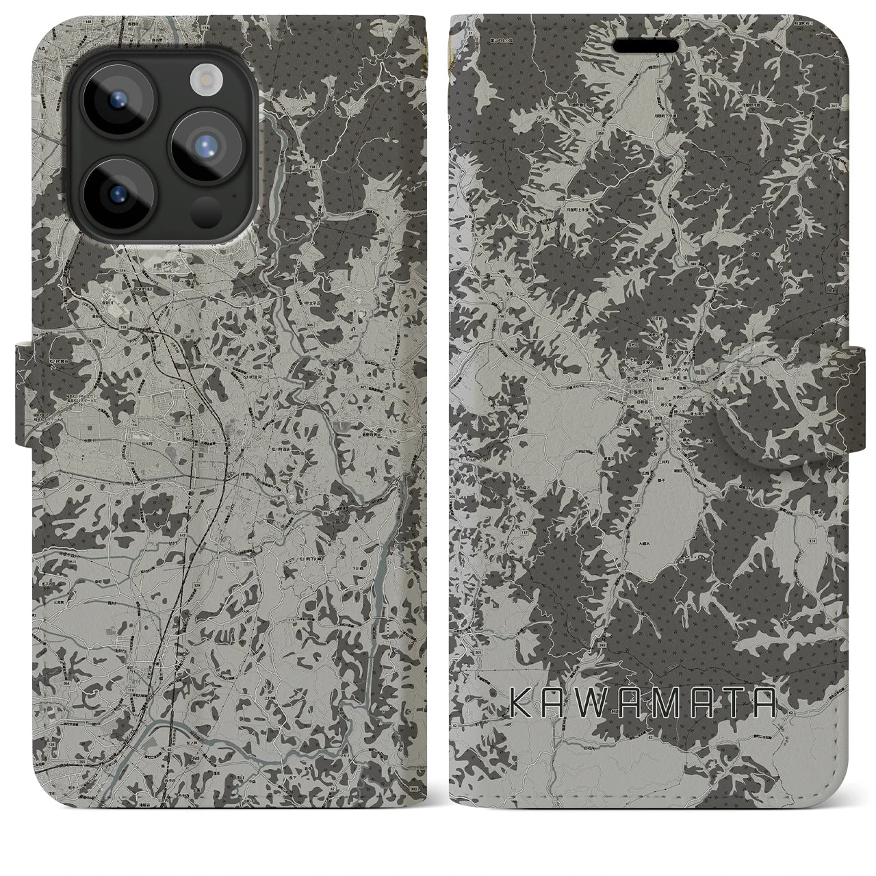 【川俣(福島県)】地図柄iPhoneケース(手帳タイプ)