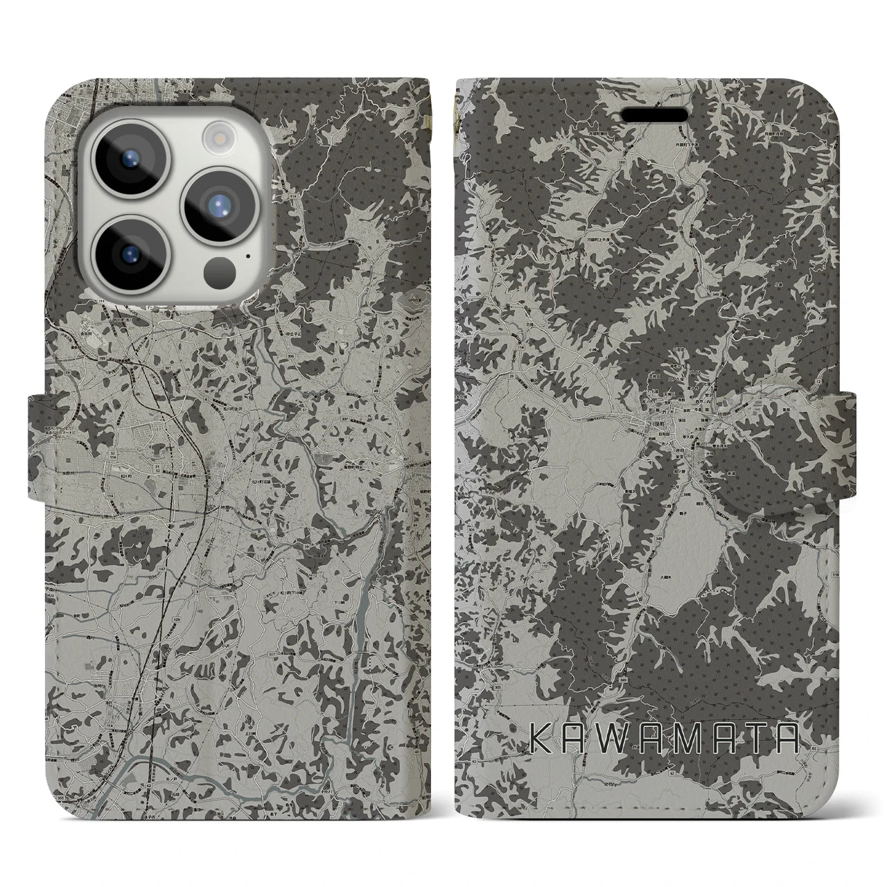 【川俣(福島県)】地図柄iPhoneケース(手帳タイプ)