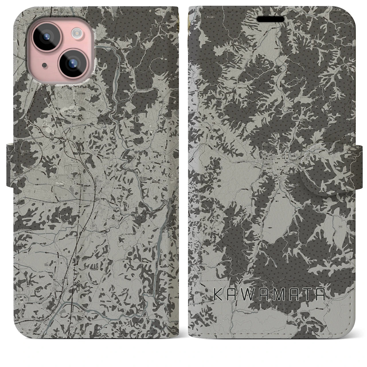 【川俣(福島県)】地図柄iPhoneケース(手帳タイプ)