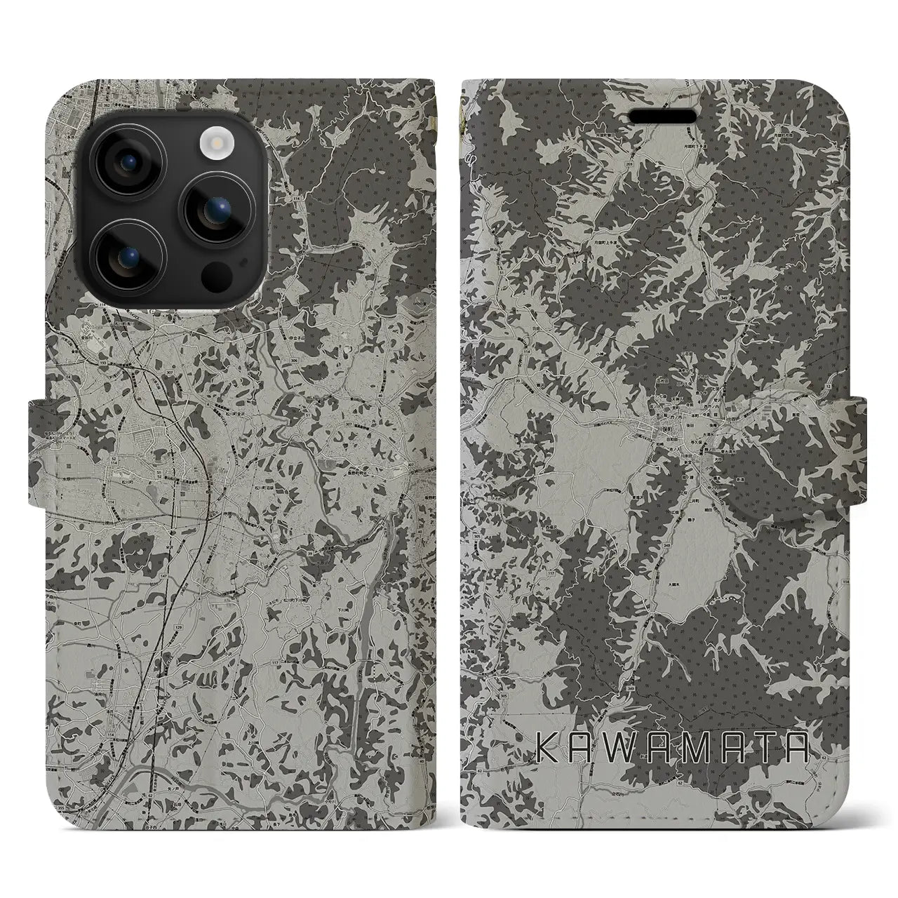 【川俣(福島県)】地図柄iPhoneケース(手帳タイプ)