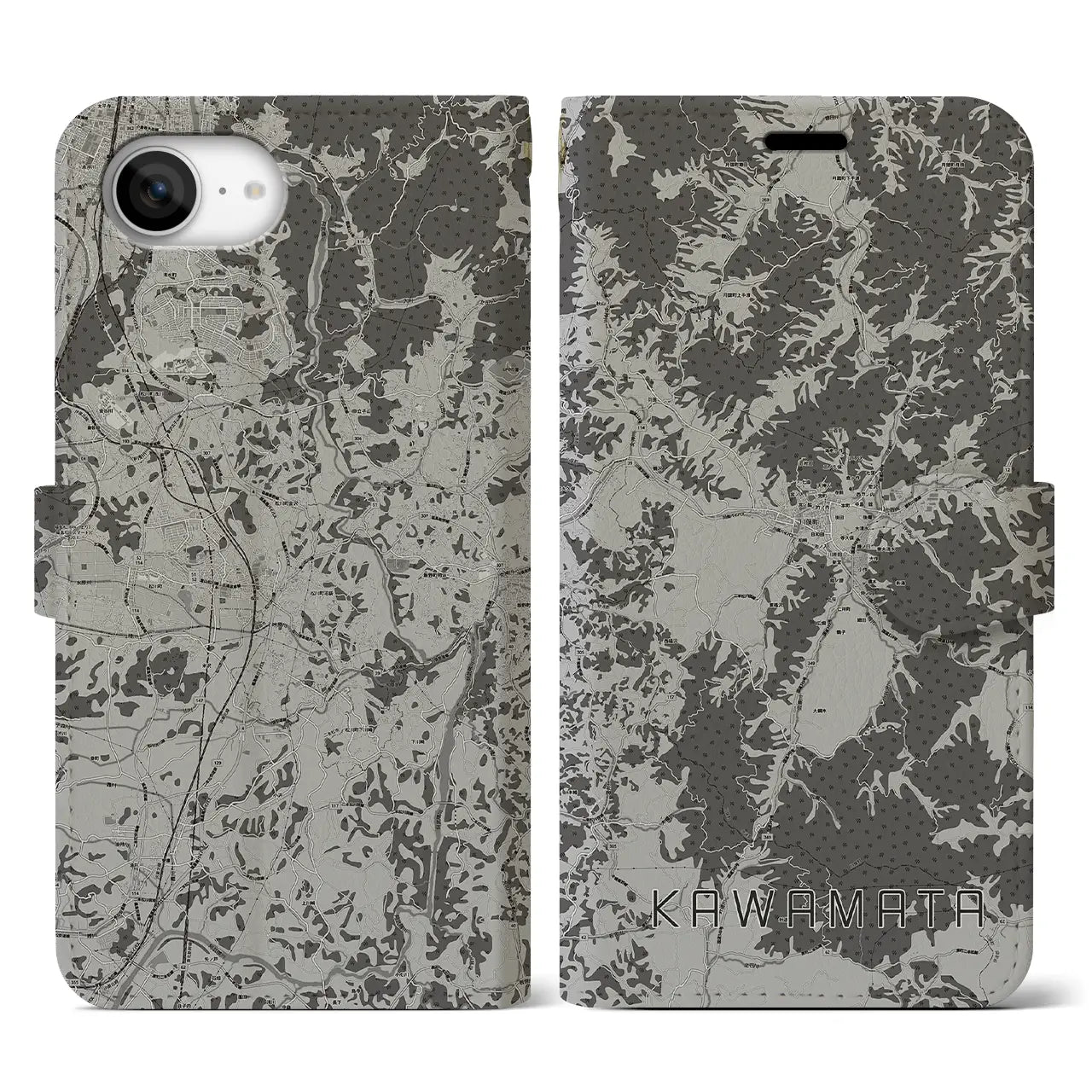 【川俣(福島県)】地図柄iPhoneケース(手帳タイプ)