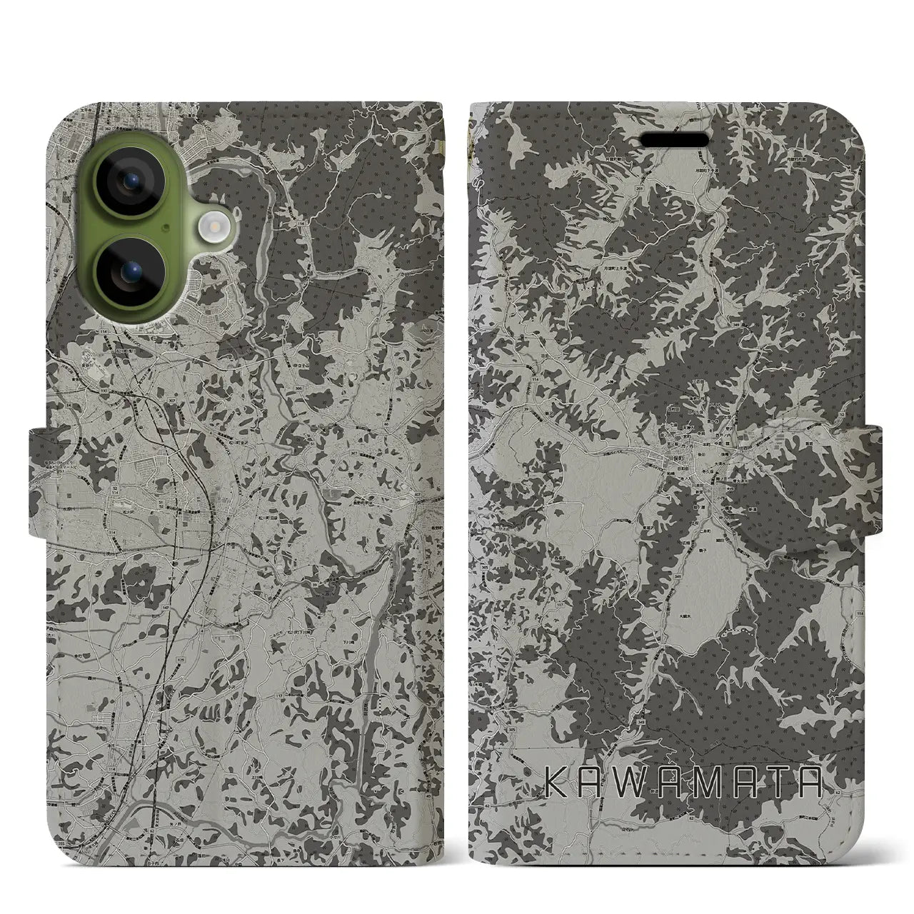 【川俣(福島県)】地図柄iPhoneケース(手帳タイプ)