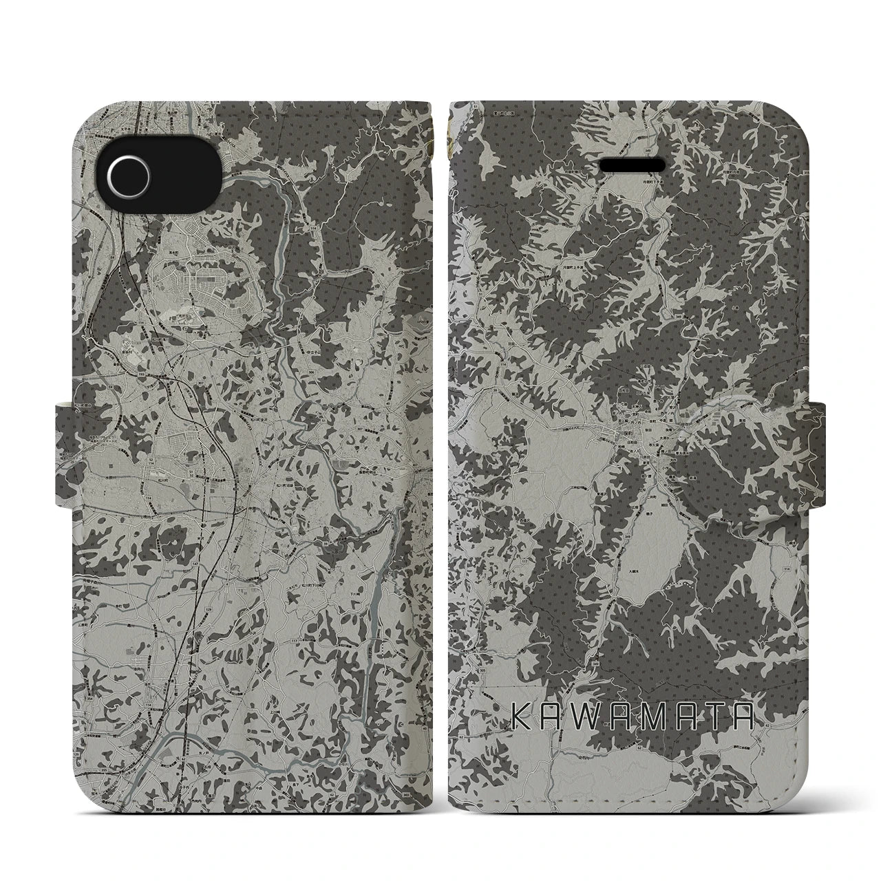 【川俣(福島県)】地図柄iPhoneケース(手帳タイプ)