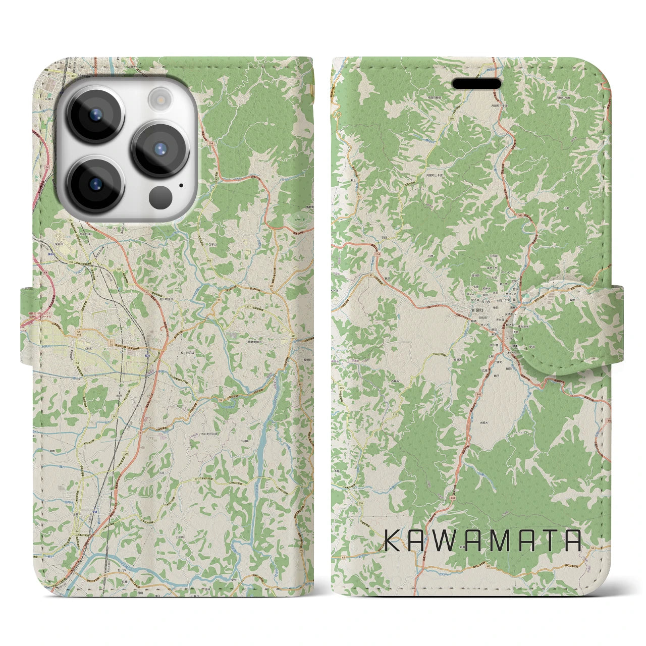 【川俣(福島県)】地図柄iPhoneケース(手帳タイプ)