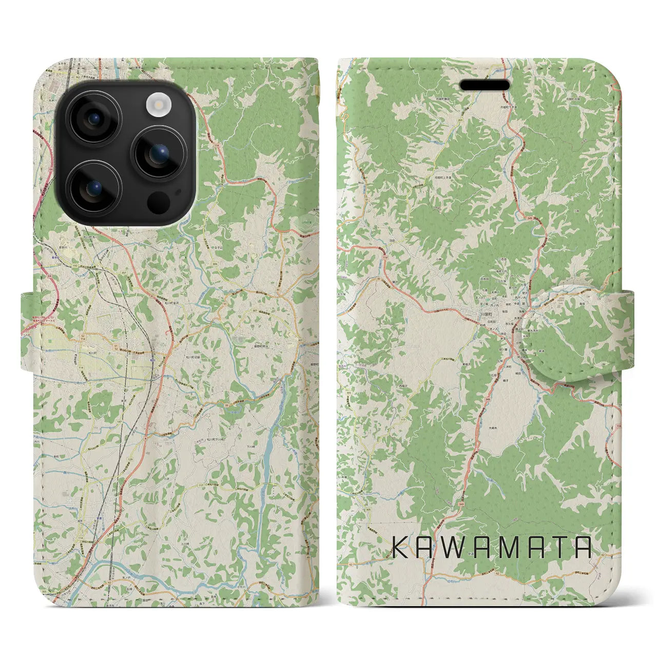 【川俣(福島県)】地図柄iPhoneケース(手帳タイプ)