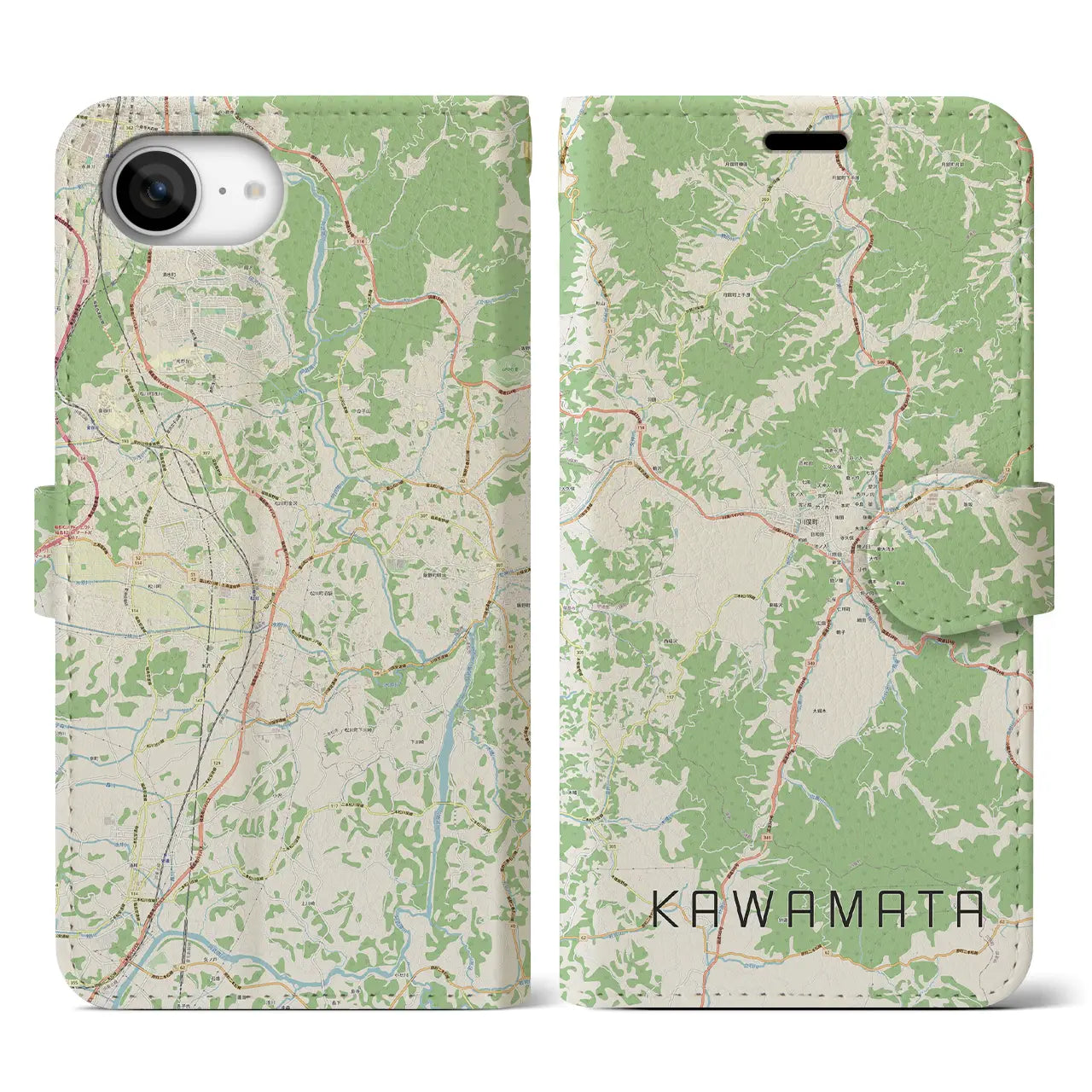 【川俣(福島県)】地図柄iPhoneケース(手帳タイプ)