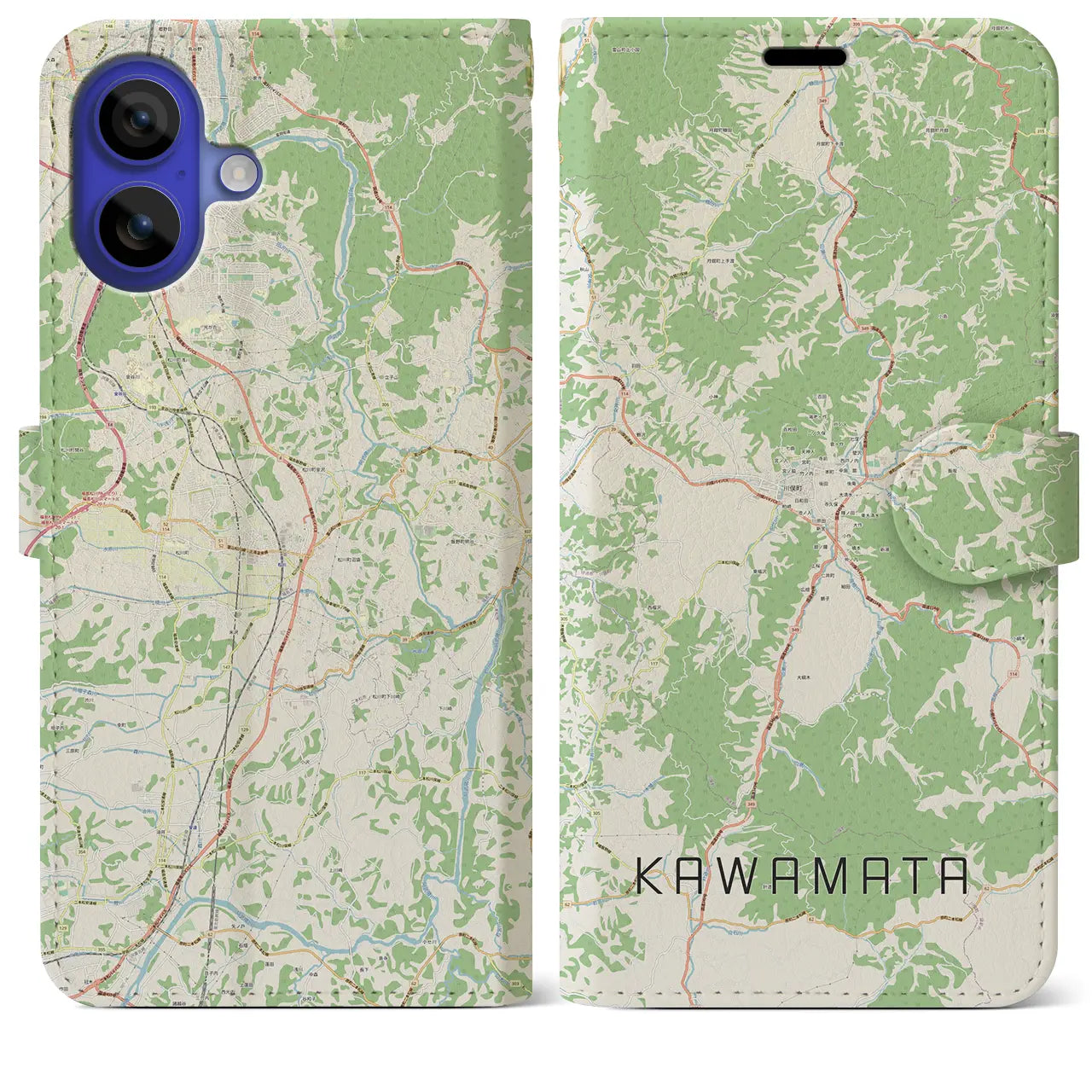 【川俣(福島県)】地図柄iPhoneケース(手帳タイプ)