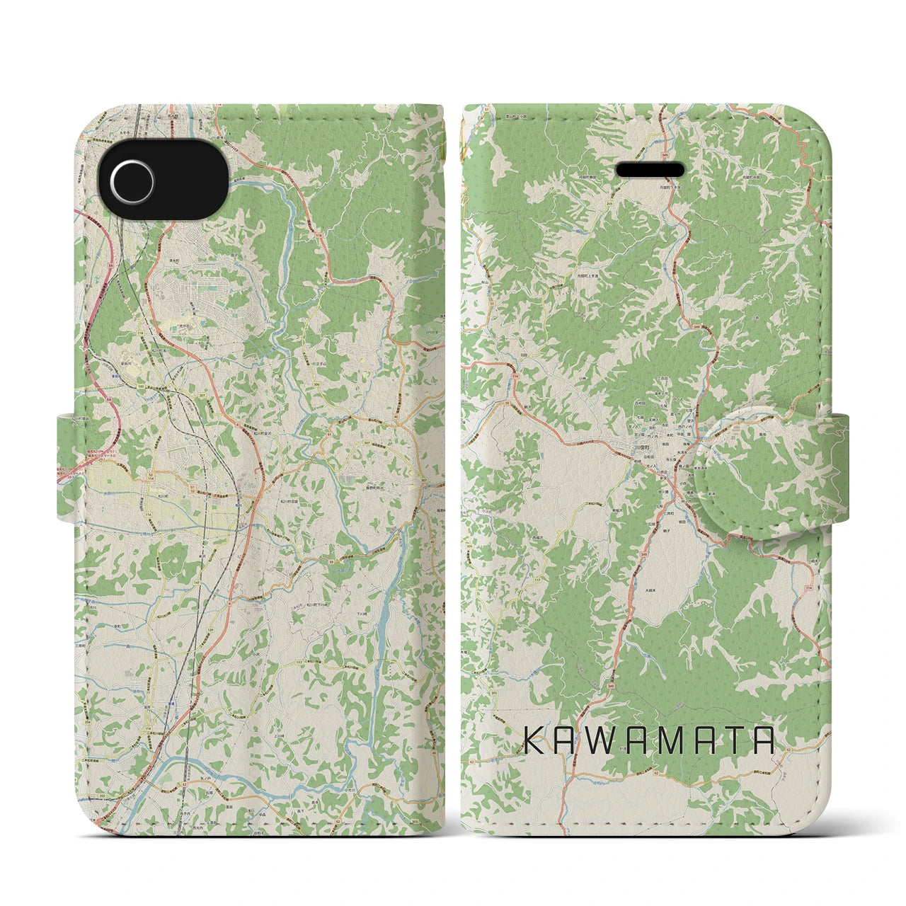 【川俣(福島県)】地図柄iPhoneケース(手帳タイプ)