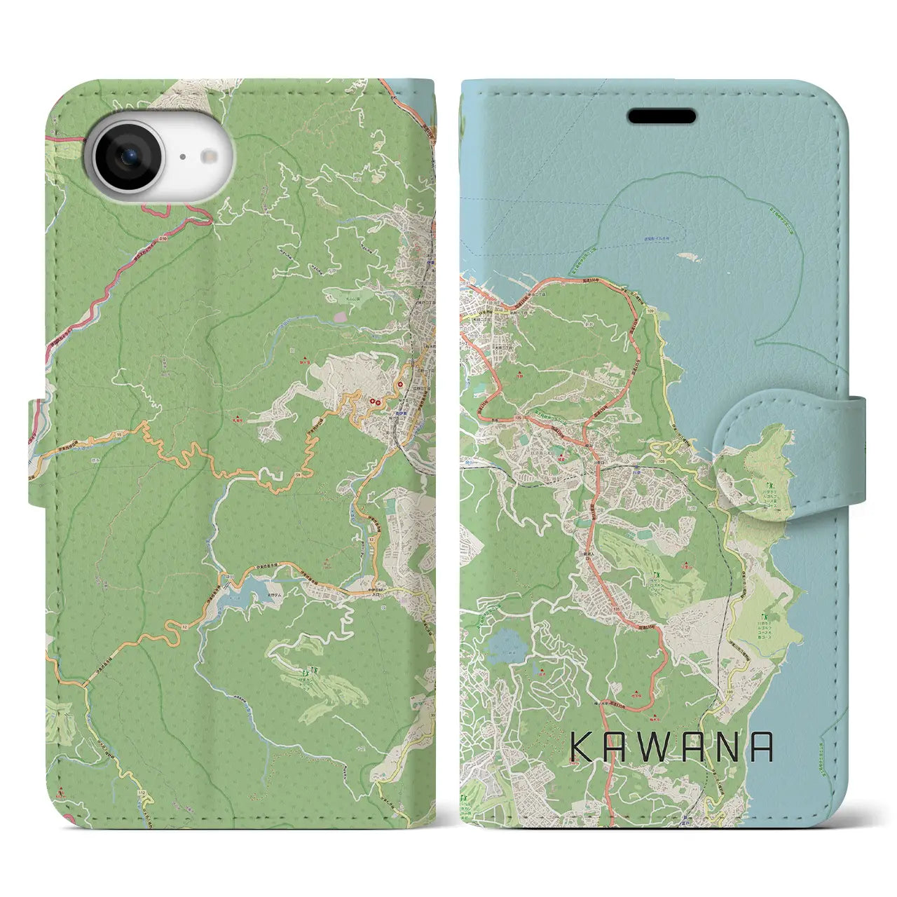 【川奈(静岡県)】地図柄iPhoneケース(手帳タイプ)