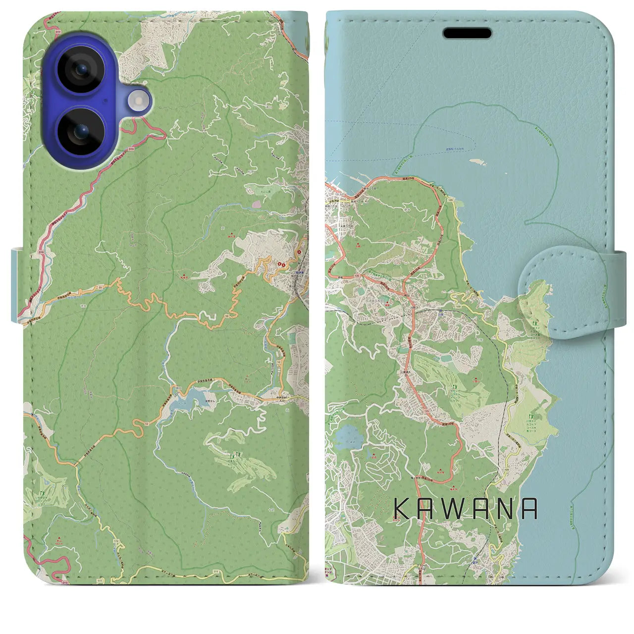 【川奈(静岡県)】地図柄iPhoneケース(手帳タイプ)ナチュラル・iPhone 16 Pro Max 用