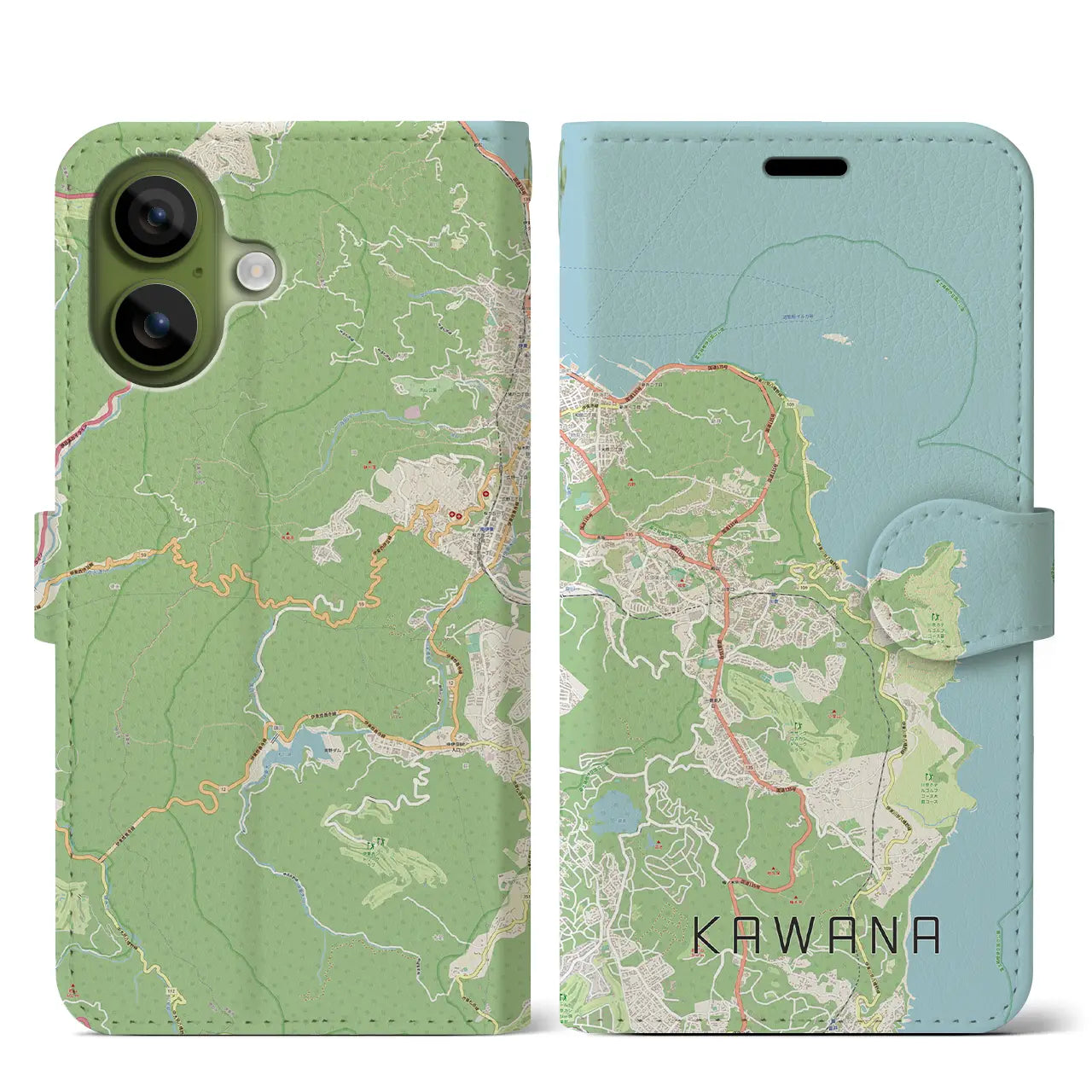 【川奈(静岡県)】地図柄iPhoneケース(手帳タイプ)ナチュラル・iPhone 17 Pro Max 用