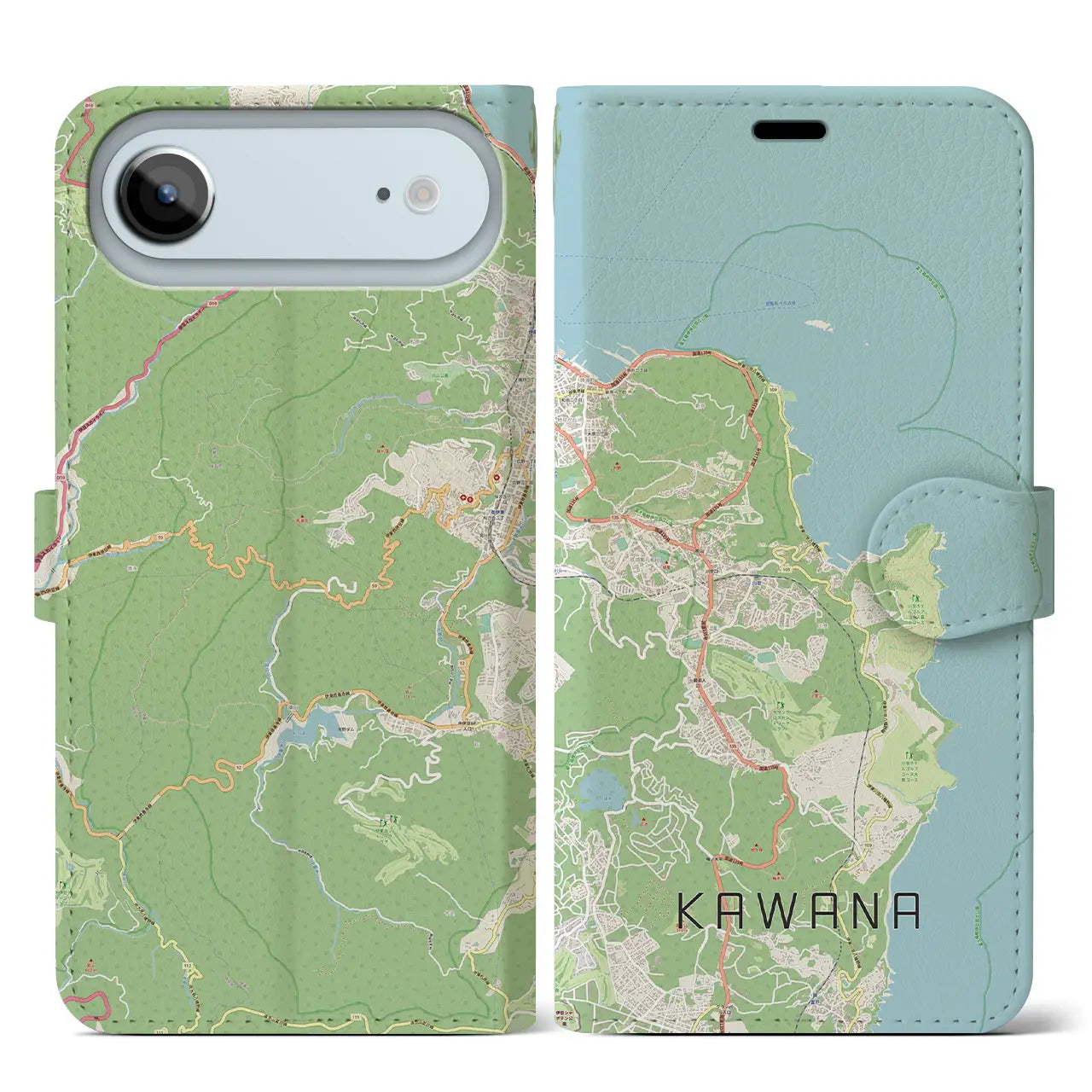 【川奈(静岡県)】地図柄iPhoneケース(手帳タイプ)モノトーン・iPhone 17 Pro Max 用