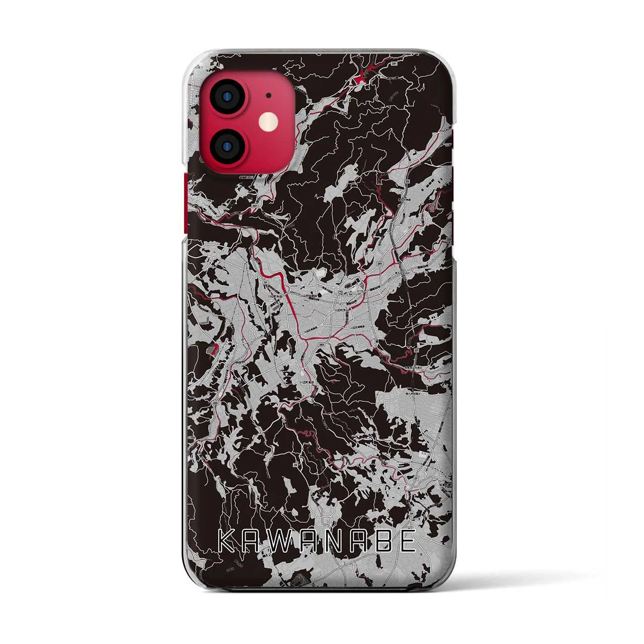 【川辺(鹿児島県)】地図柄iPhoneケース(クリアタイプ)モノトーン・iPhone 11 用