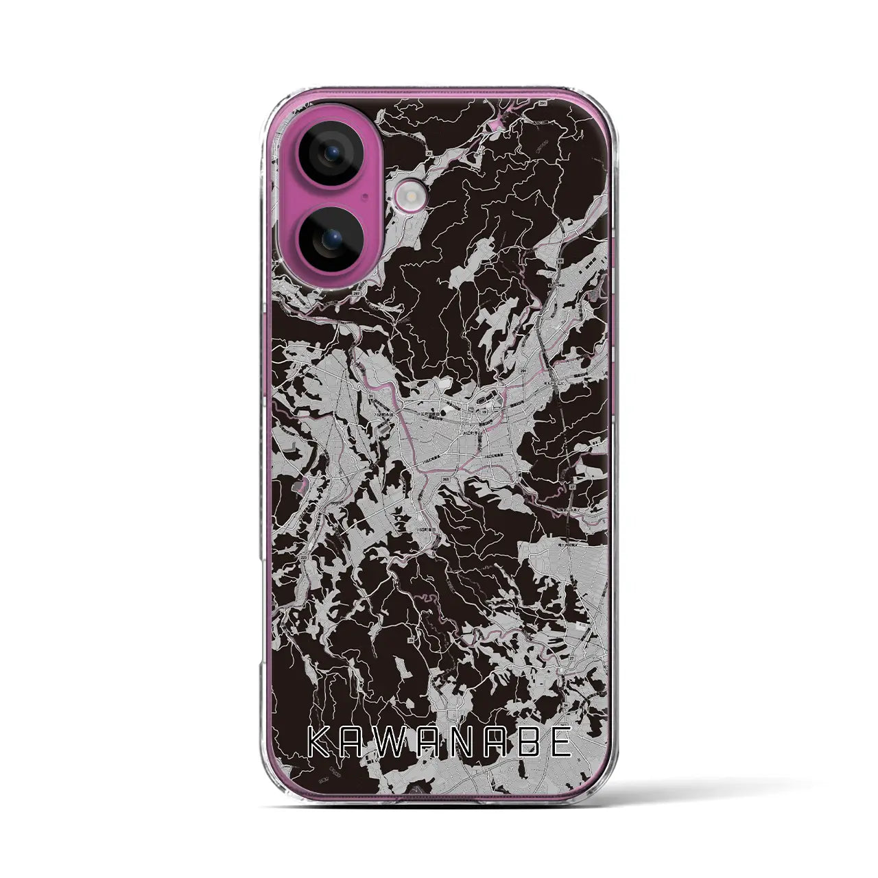 【川辺(鹿児島県)】地図柄iPhoneケース(クリアタイプ)モノトーン・iPhone 16 Pro 用