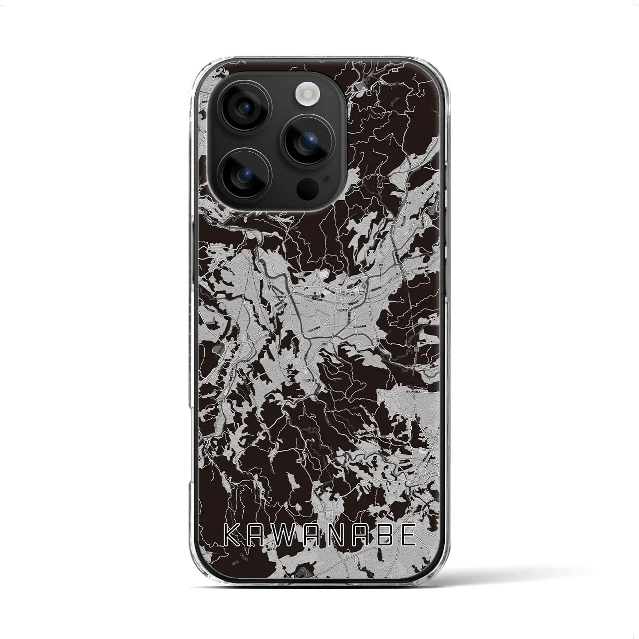 【川辺(鹿児島県)】地図柄iPhoneケース(クリアタイプ)モノトーン・iPhone 16 用