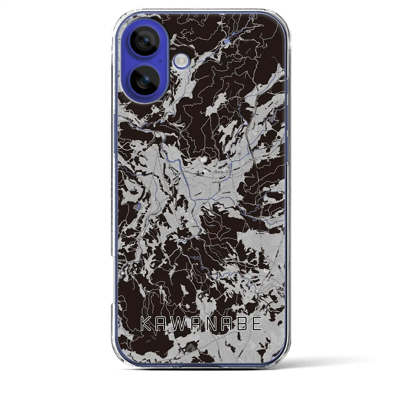 【川辺(鹿児島県)】地図柄iPhoneケース(クリアタイプ)モノトーン・iPhone 16 Pro Max 用