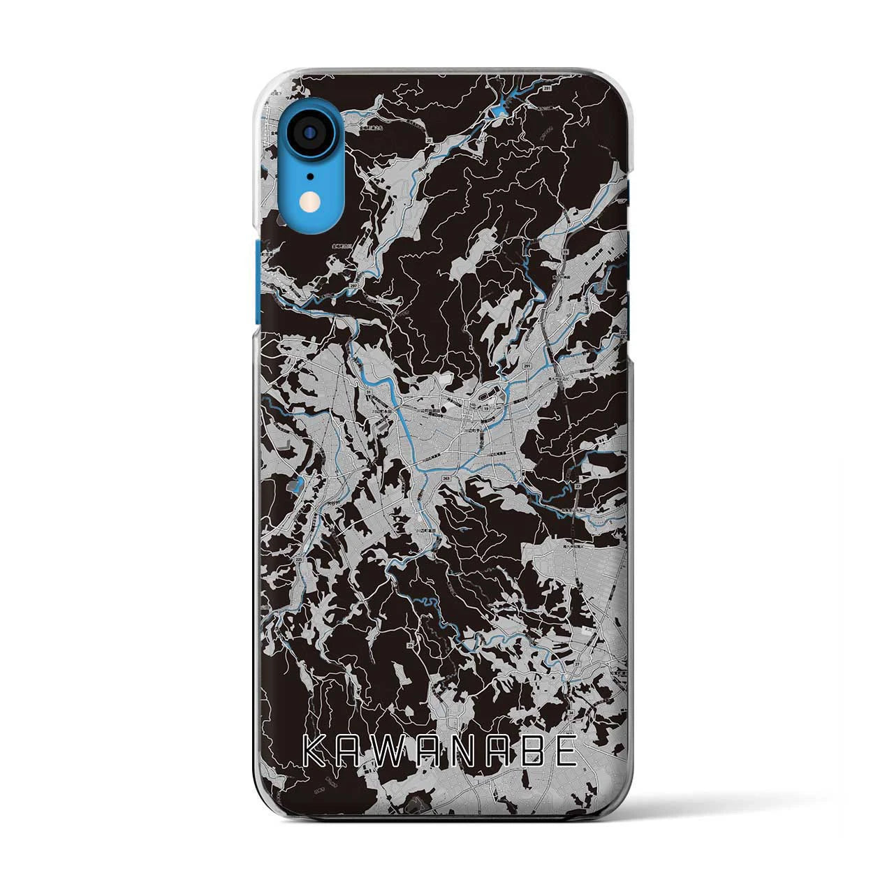 【川辺(鹿児島県)】地図柄iPhoneケース(クリアタイプ)モノトーン・iPhone XR 用