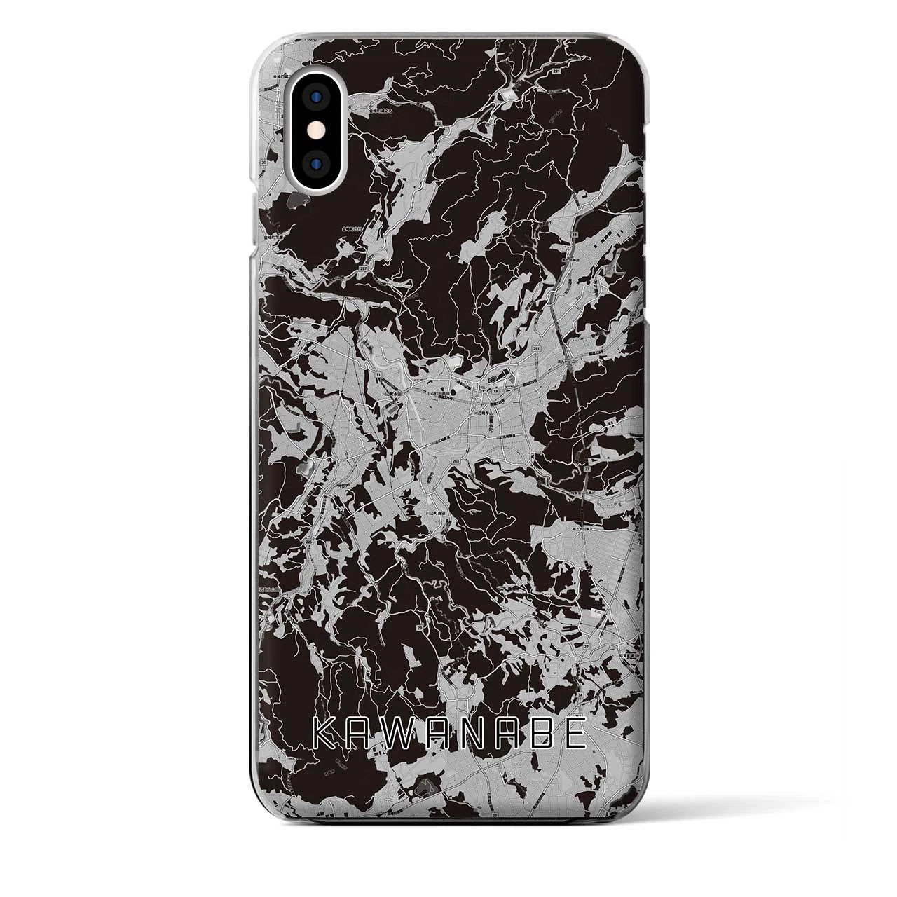 【川辺(鹿児島県)】地図柄iPhoneケース(クリアタイプ)モノトーン・iPhone XS Max 用