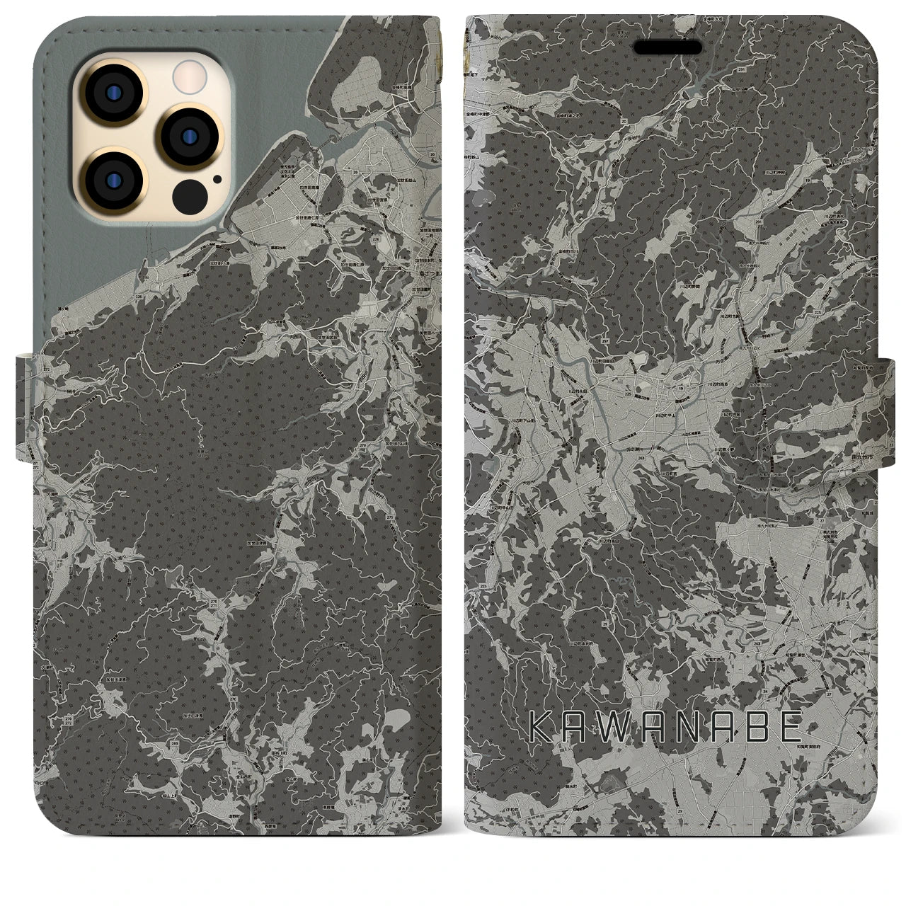 【川辺(鹿児島県)】地図柄iPhoneケース(手帳タイプ)