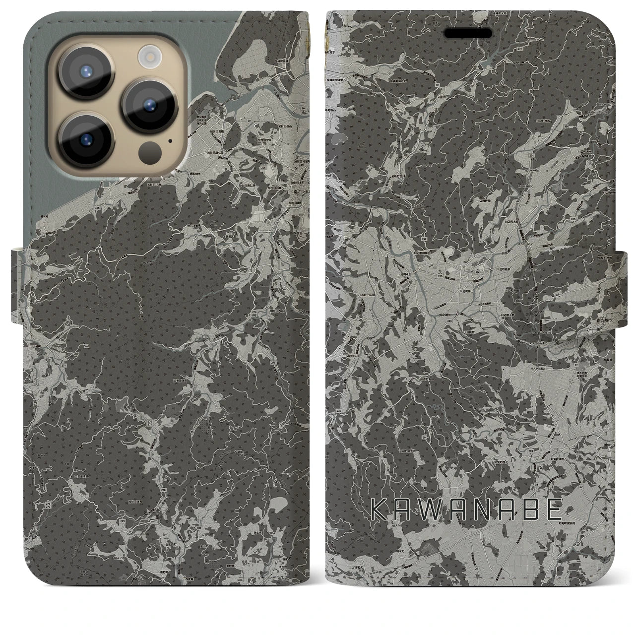 【川辺(鹿児島県)】地図柄iPhoneケース(手帳タイプ)