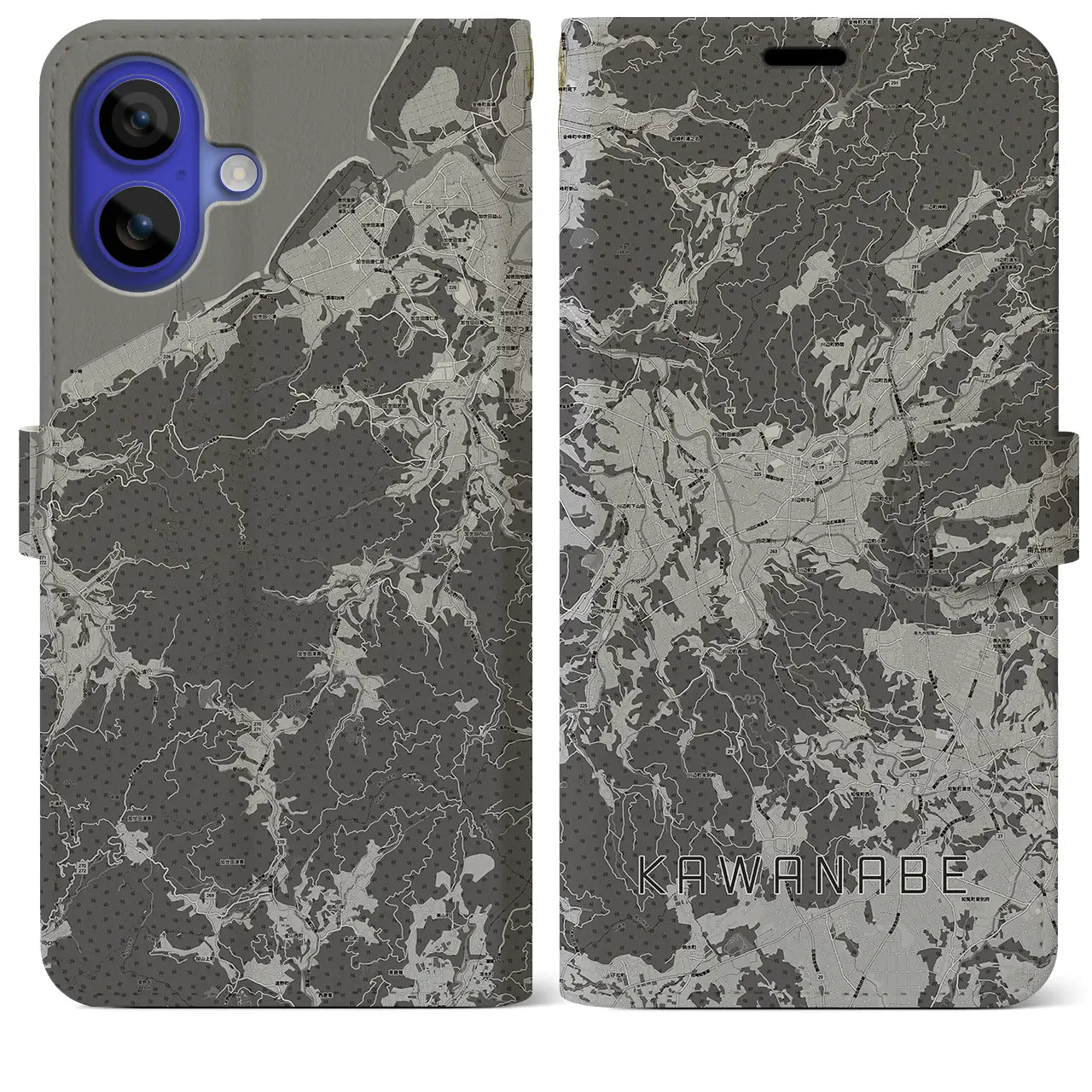 【川辺(鹿児島県)】地図柄iPhoneケース(手帳タイプ)