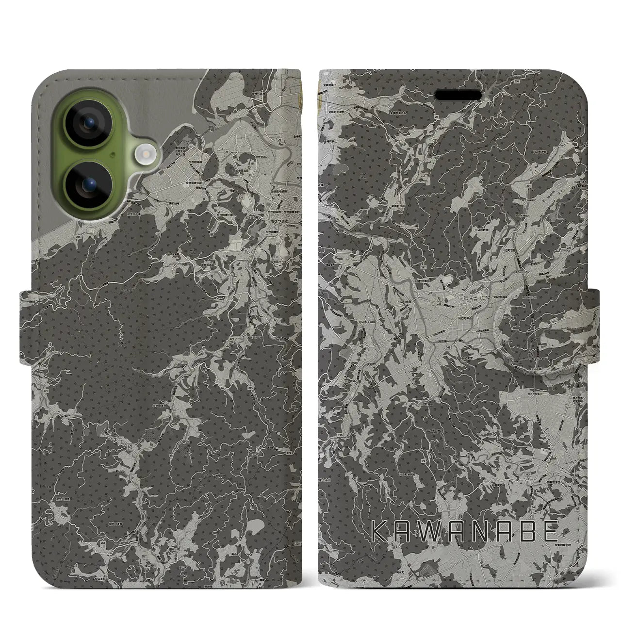 【川辺(鹿児島県)】地図柄iPhoneケース(手帳タイプ)