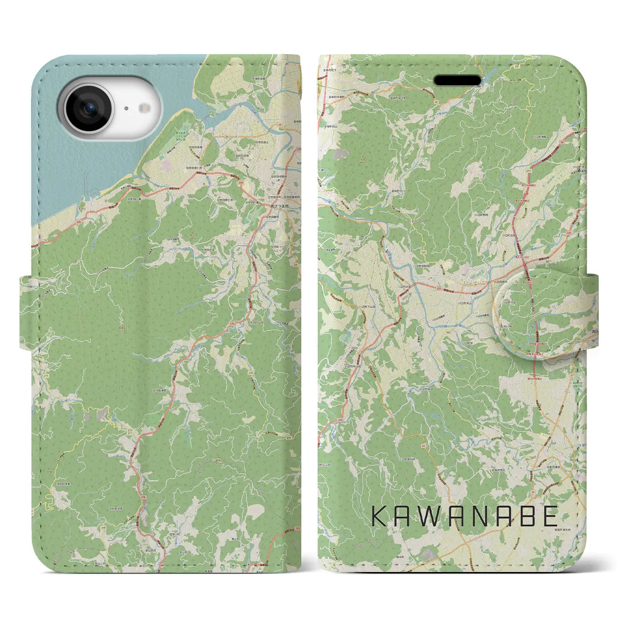 【川辺(鹿児島県)】地図柄iPhoneケース(手帳タイプ)