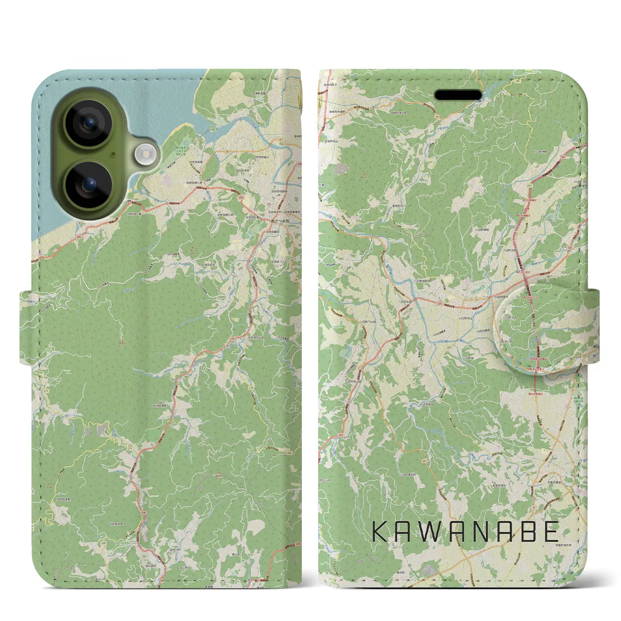 【川辺(鹿児島県)】地図柄iPhoneケース(手帳タイプ)モノトーン・iPhone 17 Pro Max 用
