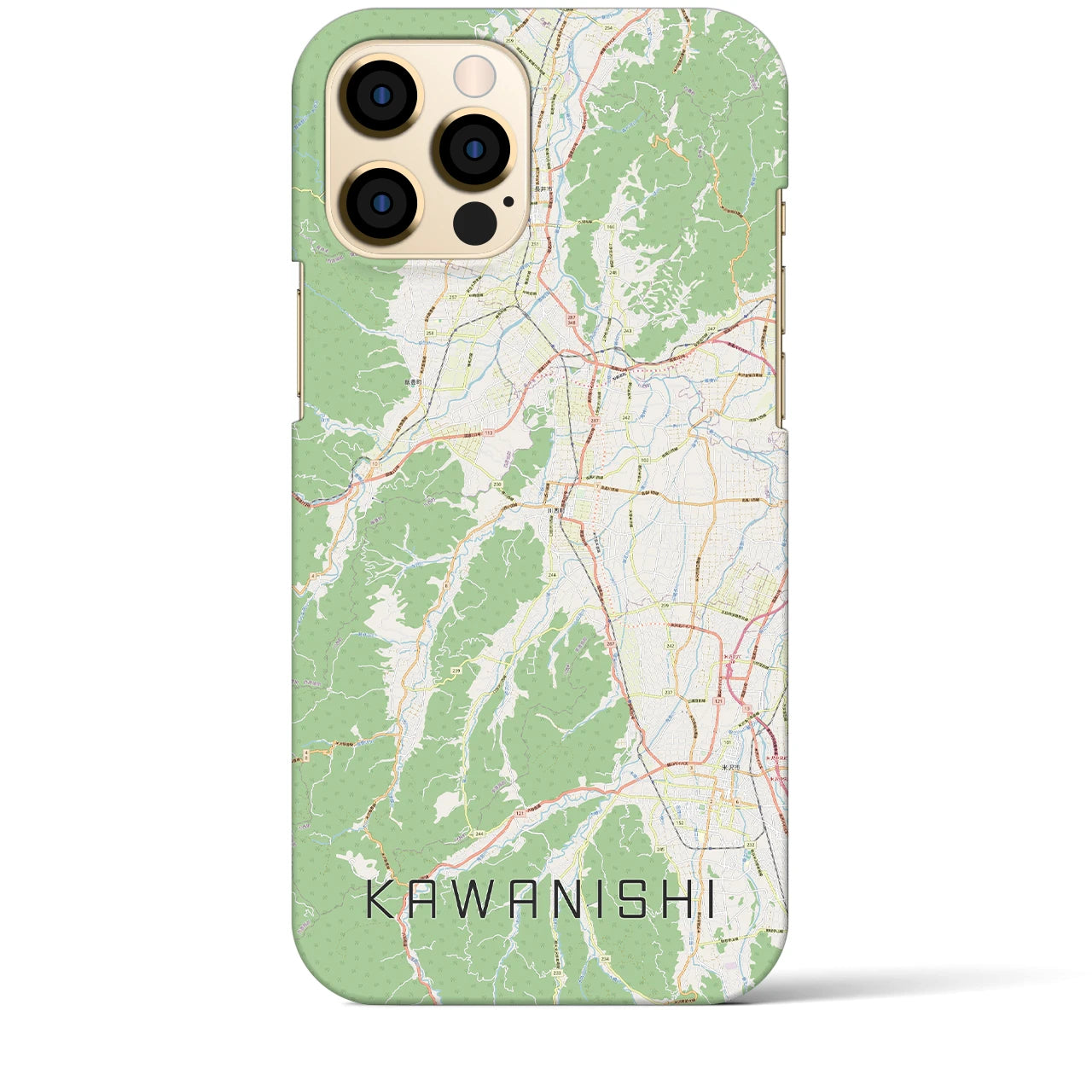 【川西(山形県)】地図柄iPhoneケース(バックカバータイプ)