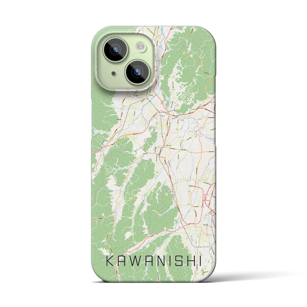 【川西(山形県)】地図柄iPhoneケース(バックカバータイプ)