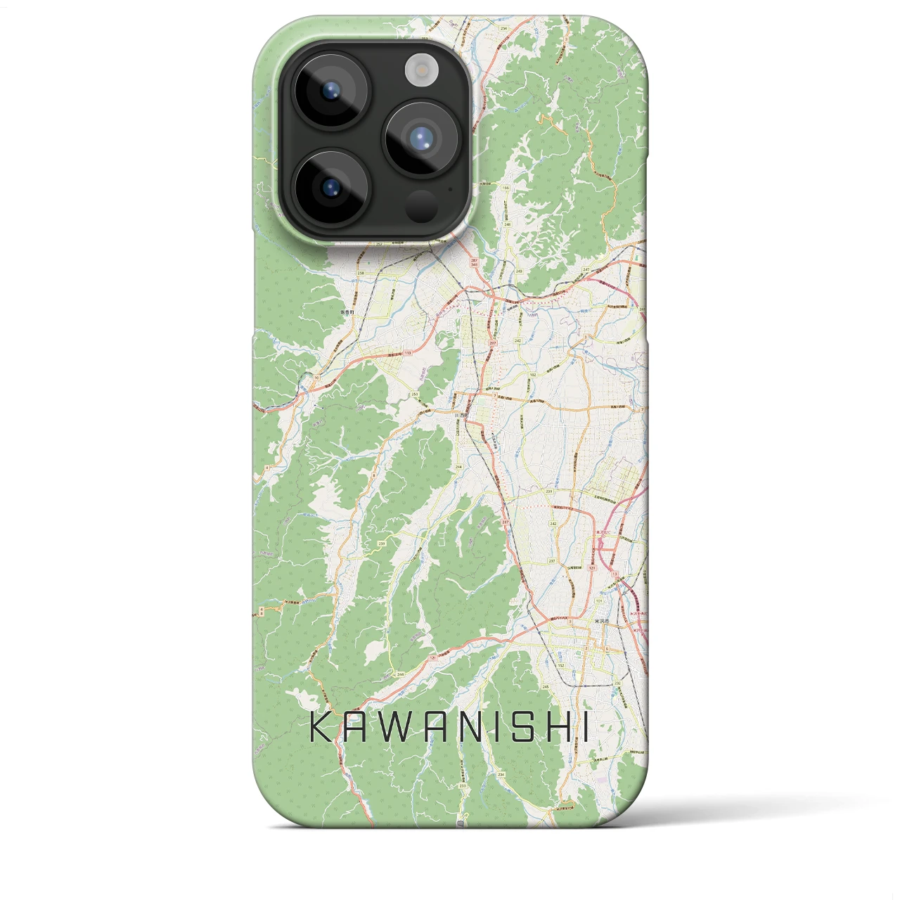 【川西(山形県)】地図柄iPhoneケース(バックカバータイプ)