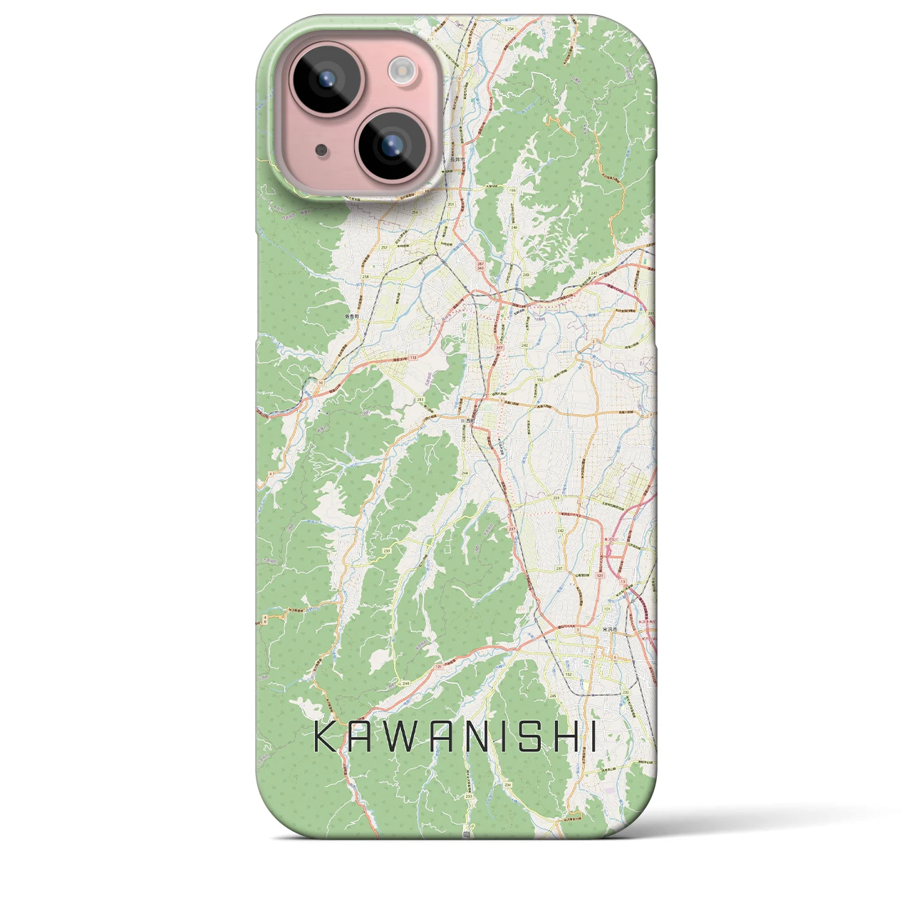 【川西(山形県)】地図柄iPhoneケース(バックカバータイプ)