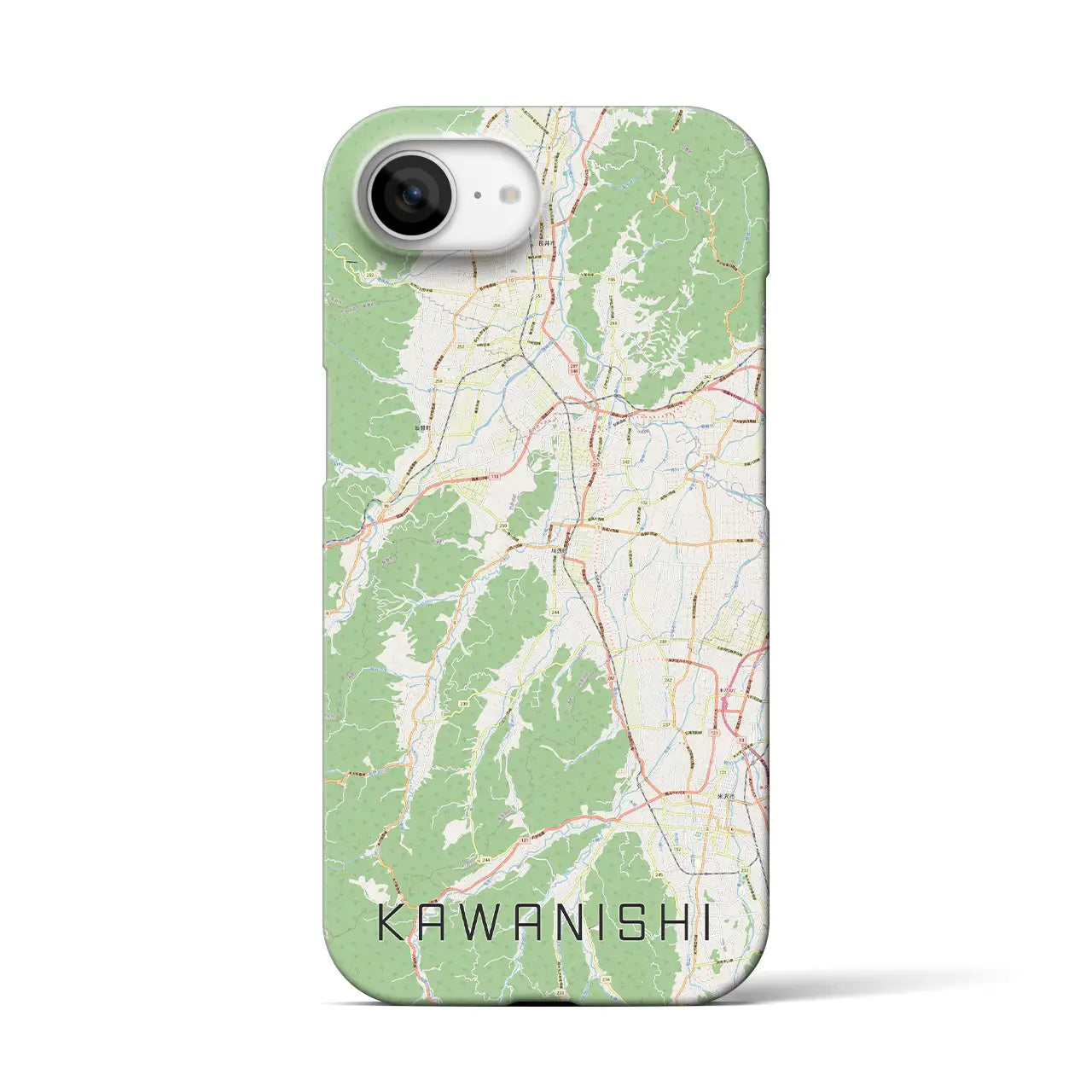 【川西(山形県)】地図柄iPhoneケース(バックカバータイプ)