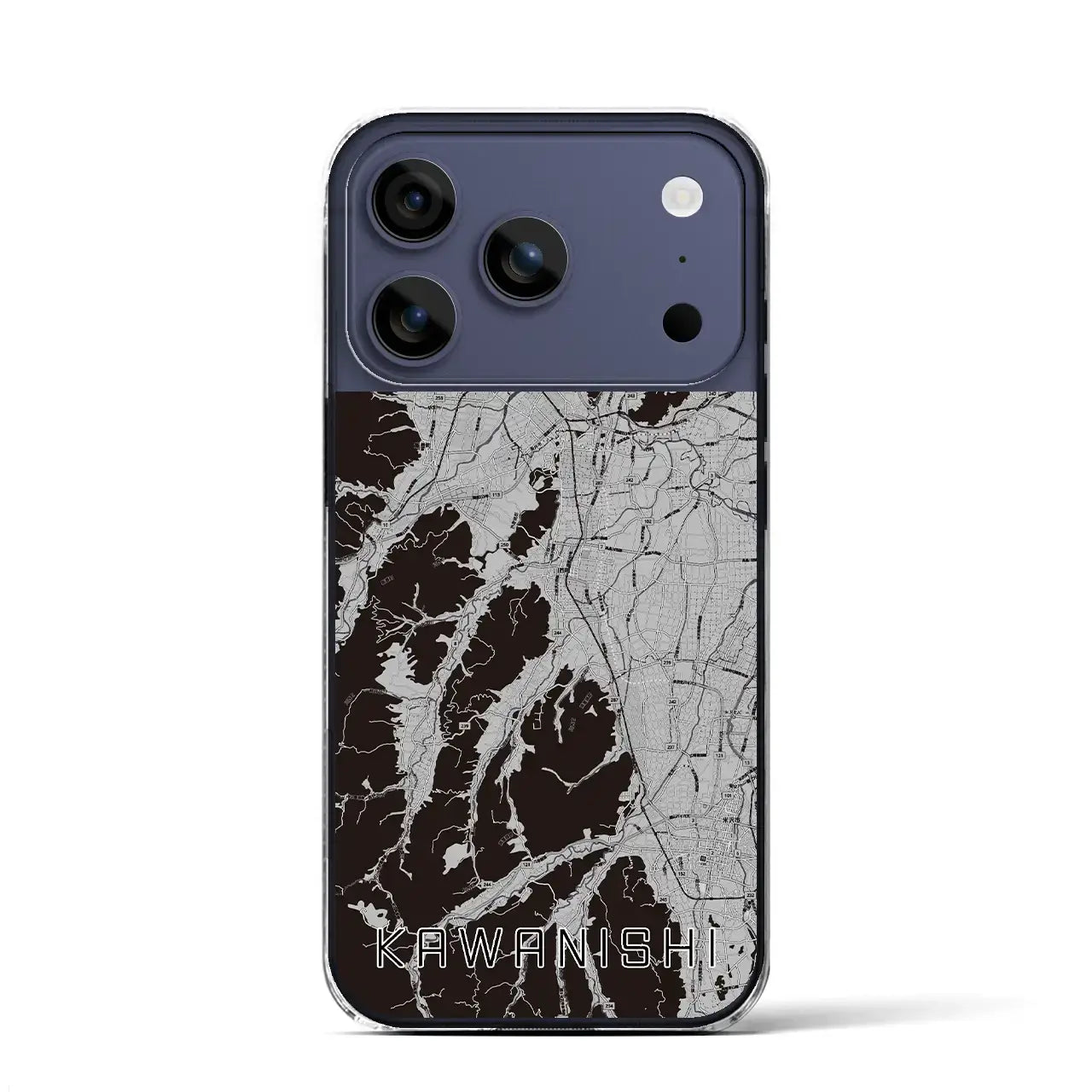 【川西(山形県)】地図柄iPhoneケース(クリアタイプ)モノトーン・iPhone 17 Pro Max 用